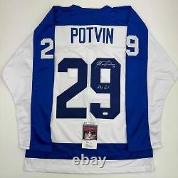 Autographed/Signed Felix Potvin The Cat Toronto White Hockey Jersey JSA COA