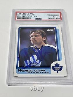 Autographed Wendel Clark 1986 Topps Rookie Card Toronto Maple Leafs 1st Pick PSA