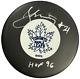 Borje Salming Autographed Toronto Maple Leafs Puck With Hof 96 Bas