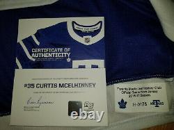 CURTIS MCELHINNEY TORONTO MAPLE LEAFS GAME WORN ARENAS JERSEY withCOA PHOTOMATCHED