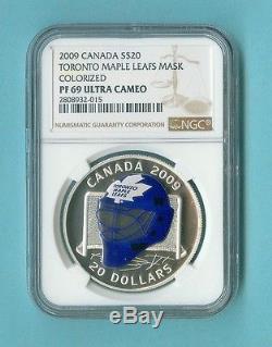 Canada 2009 $20 Toronto Maple Leaves Goalie Mask Ngc Pf-69 Top Pop