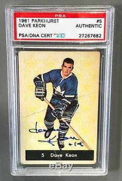 Dave Keon Signed 1961 Parkhurst #5 Toronto Maple Leafs Rc Card Psa/dna 27267682