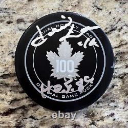 Dave Keon signed Toronto Maple Leafs 100th anniversary official game puck HOF 86