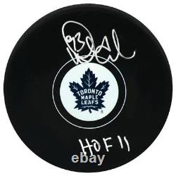 Doug Gilmour Signed Maple Leafs Logo Hockey Puck withHOF'11 -(SCHWARTZ SPORTS COA)