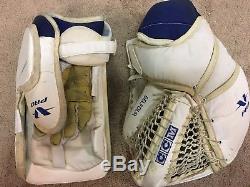 ED BELFOUR 05'06 Toronto Maple Leafs NHL Game Worn Used Goalie Glove Blocker COA