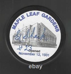 Eddie Shack Signed Toronto Maple Leafs Maple Leaf Gardens Puck Beckett COA