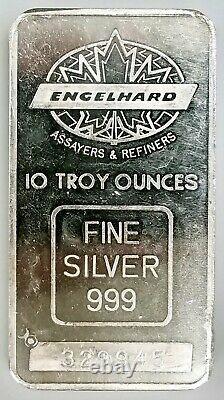 Engelhard 10 Troy Oz 999 Fine Silver Bar! Maple Leaf/Toronto Dominion Bank logo