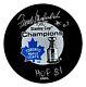 Frank Mahovlich Autographed Toronto Maple Leafs 1967 Stanley Cup Puck Withhof 81