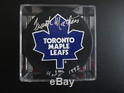 FRANK MATHERS Autograph Toronto Maple Leafs Puck HOF Deceased