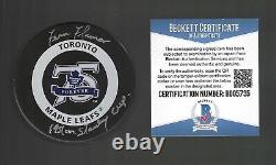 Fern Flaman Signed Toronto Maple Leafs 75th Anniversary Game Puck Beckett COA