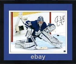 Framed Jack Campbell Toronto Maple Leafs Signed 16 x 20 Blue Save Photo