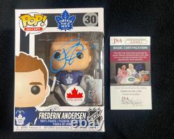 Frederik Andersen Signed Toronto Maple Leafs Funko Pop Figure JSA COA Hurricanes