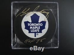 GEORGE ARMSTRONG Autograph Toronto Maple Leafs Puck HOF