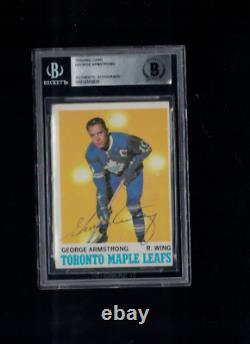 George Armstrong Toronto Maple Leafs Signed 1970 Card Beckett Certified READ
