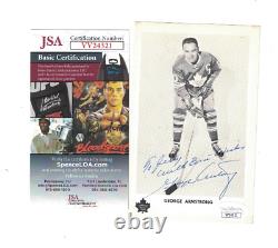 George Armstrong Toronto Maple Leafs Signed 3 1/2 x 5 1/2 Postcard JSA To Jerry