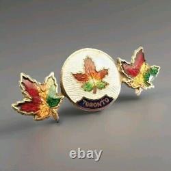 Great Silver Brooch Sterling Silver 925 Enamel Canada Toronto Maple Leaf