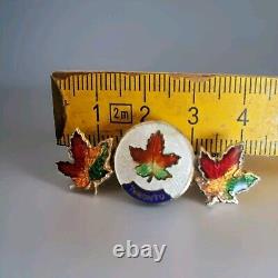 Great Silver Brooch Sterling Silver 925 Enamel Canada Toronto Maple Leaf