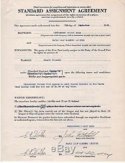 Hap Happy Day Signed 1949 Toronto Maple Leafs Contract For Pittsburgh Hornets