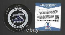 Harry Watson Signed Toronto Maple Leafs 75th Anniversary Game Puck Beckett COA
