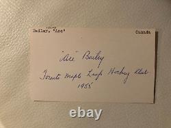 Irvine Ace Bailey Toronto Maple Leafs HOF signed autographed 3x5 Index Card NHL