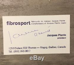 JACQUES PLANTE Autographed Photo & Fibrosport Business Card with Original Envelope