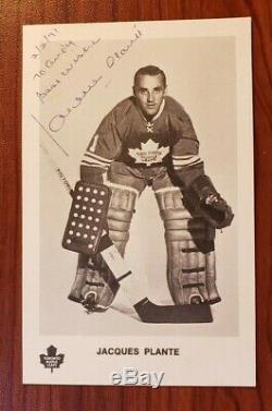 JACQUES PLANTE Autographed Photo TORONTO MAPLE LEAFS Vintage 1971 FREE SHIPPING