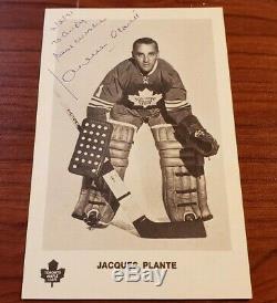 JACQUES PLANTE Autographed Photo TORONTO MAPLE LEAFS Vintage 1971 FREE SHIPPING