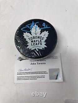JOHN TAVARES Toronto Maple Leafs Logo SIGNED Auto Hockey Puck Frameworth COA