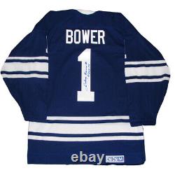 JOHNNY BOWER Signed Toronto Maple Leafs Blue CCM Jersey HHOF 76
