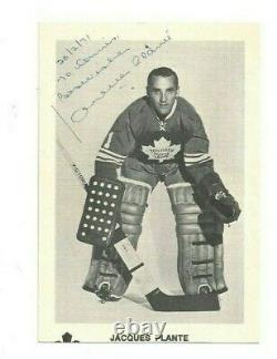 Jacques Plante Toronto Maple Leafs Hockey HOFer Autographed Postcard Photo JSA