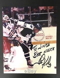 John Kordic Autographed Newmarket Saints Toronto Maple Leafs Hockey Photo NHL