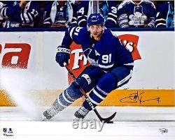 John Tavares Toronto Maple Leafs Signed 16 x 20 Blue Jersey Turning Photo