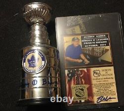 Johnny BOWER Signed Toronto Maple Leafs Mini STANLEY CUP HOF RARE Deceased AUTO