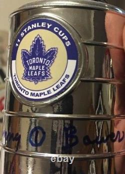 Johnny BOWER Signed Toronto Maple Leafs Mini STANLEY CUP HOF RARE Deceased AUTO
