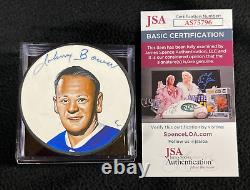 Johnny Bower Signed Toronto Maple Leafs Hand Painted Lithograph Puck JSA COA