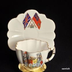 Late Foley Shelley Daisy Cup & Saucer Hand Painted Flags Shield Gold 1910-1916