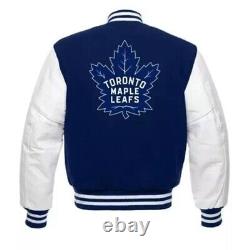 Letterman Toronto Maple Leafs Blue And White Varsity Jacket