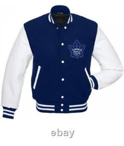 Letterman Toronto Maple Leafs Varsity Jacket Blue and White