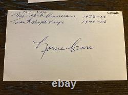 Lorne Carr Toronto Maple Leafs signed autographed Hockey 3x5 index card NHL