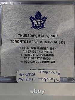 MITCH MARNER Game Used GOAL Puck THORNTON ASSIST LAST HOME POINT TORONTO LEAFS