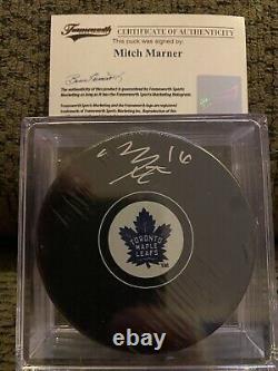 MITCH MARNER Toronto Maple Leafs SIGNED Official Logo Hockey Puck Frameworth COA