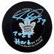 Maple Leafs Auston Matthews 22 Hart Signed Official Game Hockey Puck Bas & Fan