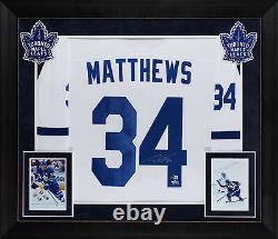 Maple Leafs Auston Matthews Signed White Fanatics Breakaway Framed Jersey BAS