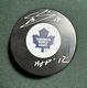 Mats Sundin Autographed Toronto Maple Leafs Hof Inscribed Puck Coa- With Case