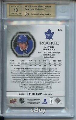 Mitch Marner 2016-17 Cup Auto Rookie Patch Bgs 9.5 Gem Top Patch 35/99 Leafs Rc