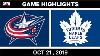Nhl Highlights Blue Jackets Vs Maple Leafs Oct 21 2019