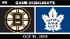 Nhl Highlights Bruins Vs Maple Leafs Oct 19 2019
