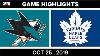 Nhl Highlights Sharks Vs Maple Leafs Oct 25 2019