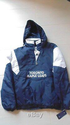 New Toronto Maple Leafs Embroidered Authentic Starter Jacket size Medium hood