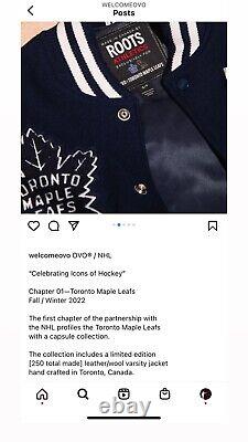 OVO X Roots X Toronto Maple Leafs Varsity Jacket 1/250 October's Very Own Drake